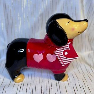 Dachshund Valentine Cookie Jar | Cute Heart Dog Decor | NWT